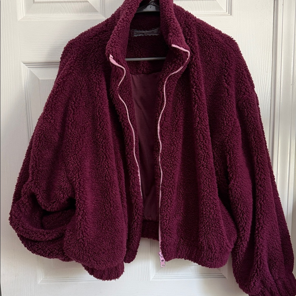 Kimchi Blue Urban Outfitters Deep Burgundy Teddy Jacket